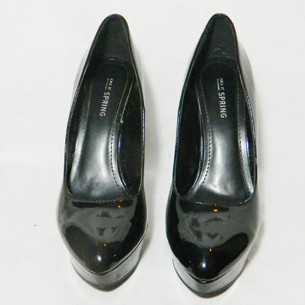 Call it Spring Black Patent Platform Pumps Sz 9